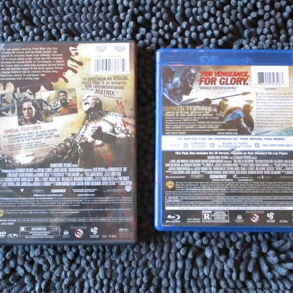 Excellent Used Condition 300 Full Screen DVD & 300 Rise of An Empire Blu Ray 3D - Picture 3 of 8